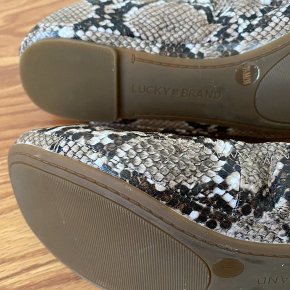 NEW Lucky Brand Erin Snakeskin Ballet Flats Round - Picture 8 of 10